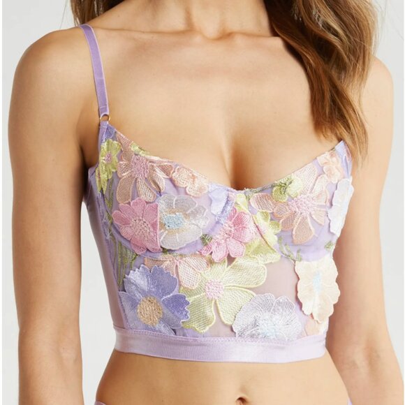 Kilo Brava Embroidered Underwire Bustier and G String - Picture 1 of 8